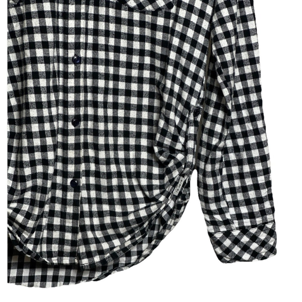 Matchstick Plaid Flannel Shirt Black White Button-Up Long Sleeve Women's Large - Picture 3 of 7